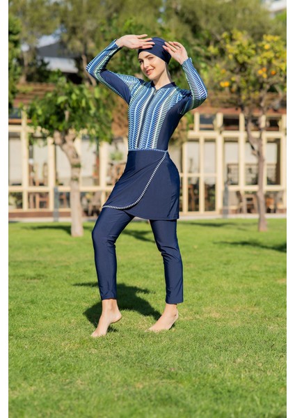 25212-1 3'lü Takım Yüzücü Model Lycra Kumaş Tesettür Mayo indirimleri