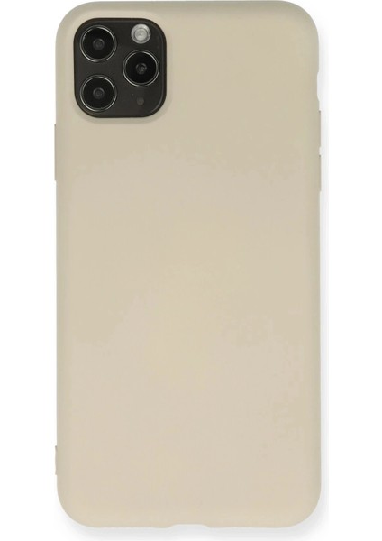 iPhone 11 Pro Max Kılıf Nano Içi Kadife Silikon - Bej