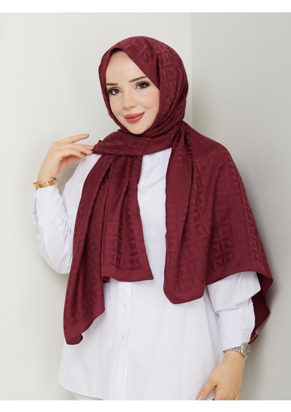 Bordo Jakarlı Şal 75X185 cm modelleri