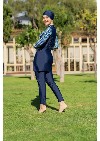 25212-1 3'lü Takım Yüzücü Model Lycra Kumaş Tesettür Mayo