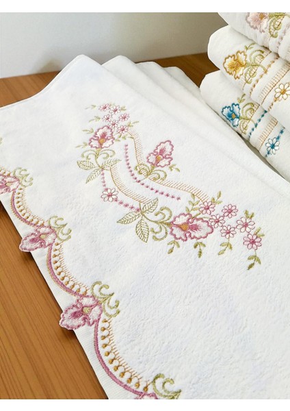 50X90 cm Nakışlı Kadife 6lı El Havlusu | Yüz Havlusu Seti fiyatları