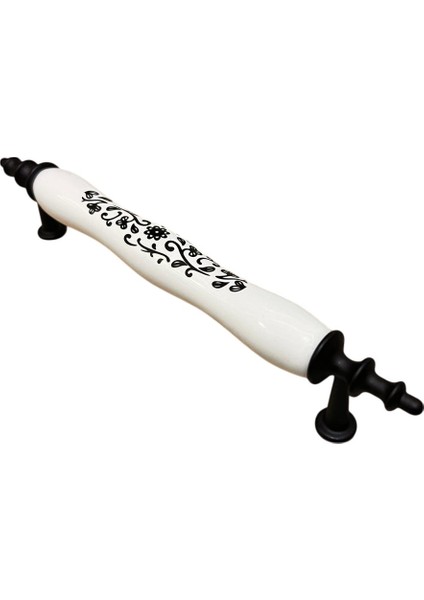 Porselen Kulp 128MM(12.8CM) Siyah Sarmaşık Ayak Siyah Mobilya Çekmece Kapak Kulbu