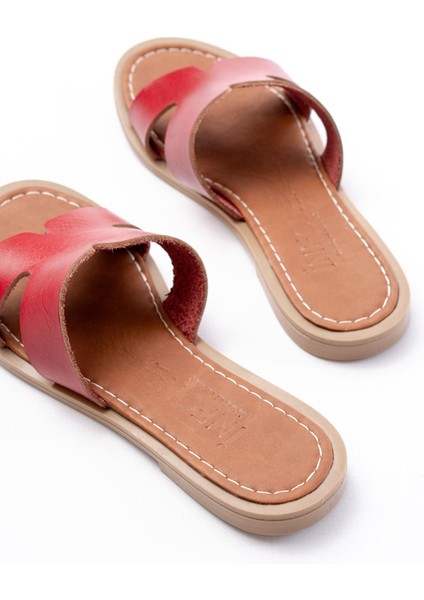 169-6100 Kırmızı Ortopedik Hakiki Deri Kadın Terlik indirimleri