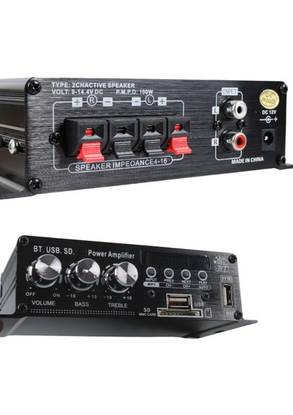 YW-406L 12 Volt 100 Watt Motosiklet Bluetooth Amfi Usb/sd 2 Kanal Pazarcı - Anfi (154X80X42MM) fırsatları
