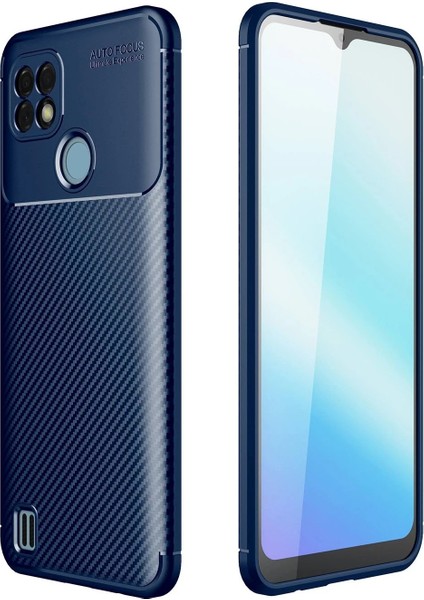 Realme C25 Kılıf Auto Focus Karbon Kapak - Lacivert Arbkd