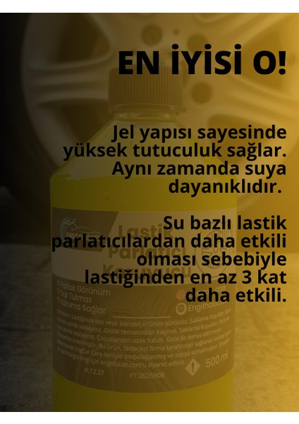 Lastik Parlatıcı Koruyucu Jel 500ML Yüksek Kalite - Uzun Kalıcılık - Toz Tutmaz Parlak Görünüm fiyatları