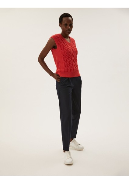 Tapered Fit Kemer Detaylı Pantolon