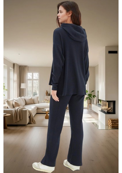 Kapüşonlu Uzun Kollu Pijama Takımı Polyester Pamuk Karışımı Rahat Yüksek Kalite ve Şık modelleri