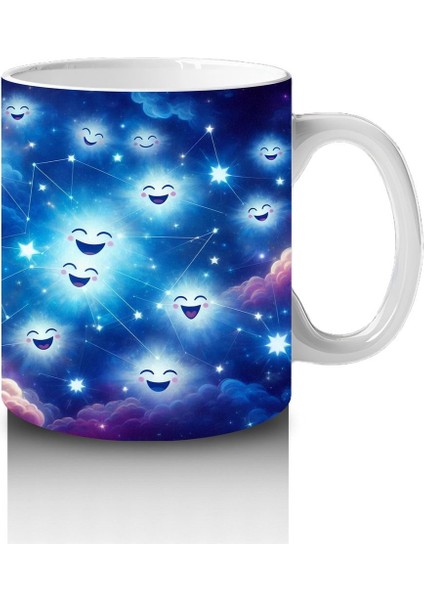 Çocuklara Sütü Sevdiren Gülümseyen Yıldızlar ve Galaksi Desenli Kupa Bardak modelleri