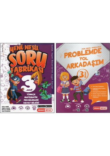 Kırmızı Beyaz 3. Sınıf Yeni Nesil Soru Fabrikası+Problemde Yol Arkadaşım (2 Kitap)