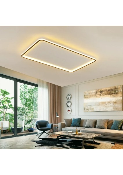 Gold 60X40CM Dikdörtgen 3000K Işık Rengi,kumandalı LED Tavan Lambası,avize,modern Aydınlatma, Dekoratif Işık