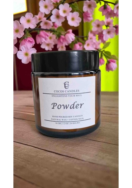 Pudra Kokulu Doğal Soya Mum – Meditasyon ve Aromaterapi – Amber Cam – 90 gr – Cocos Candles modelleri