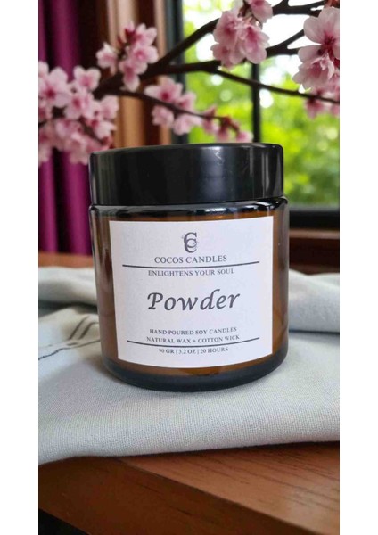 Pudra Kokulu Doğal Soya Mum – Meditasyon ve Aromaterapi – Amber Cam – 90 gr – Cocos Candles fırsatları