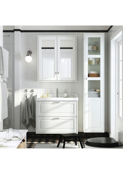 Banyo Duvar Dolabı, Beyaz, 80X15X95 Cm, 2 Ayna Kapaklı fiyatları