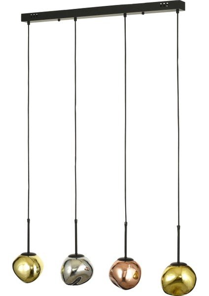 Rainbow 4 lü Yemek Masası Üstü Asimetrik Camlı Dekor İçin Modern Sarkıt Avize - (Loş ışık verir) fiyatları