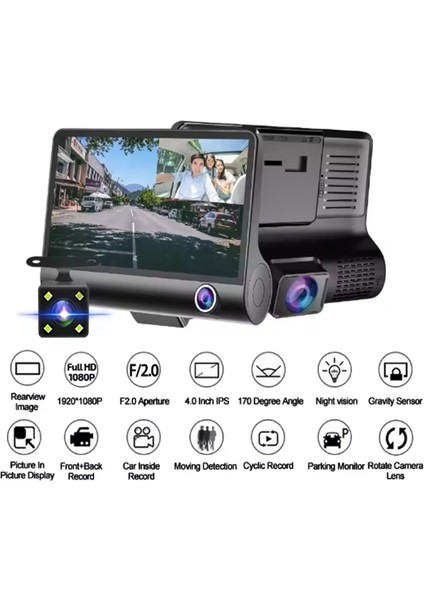 Araç Içi Kamera 4 Inç Ekran 3 Kameralı Geri Görüş ve Gece Görüş DESTEKLI-K819 modelleri