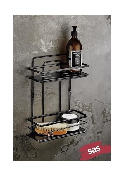 Haus Yapışkanlı Ömür Boyu Paslanmaz Ayarlanabilir Raf Banyo Düzenleyici Şampuanlık Siyah Lş-02 Ss modelleri