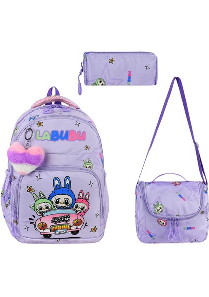 Yigit Butik Ortopedik Sırt Destekli Folyo Beslenmelik ve Kalemlikli Kız Ilkokul Çantası