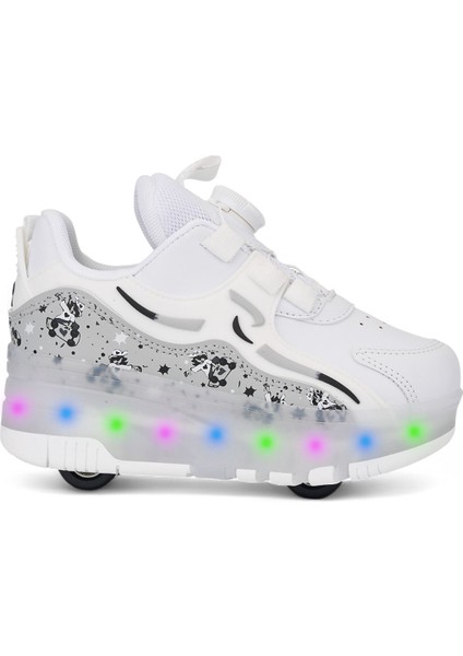 Patenli Çocuk Ortopedik Işıklı Paten Tekerlekli Rocky Spor Kaykay 4 Tekerli Ayakkabı