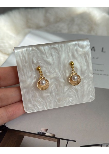 Inci Midye Gold Rodyum Kaplama Küpe modelleri