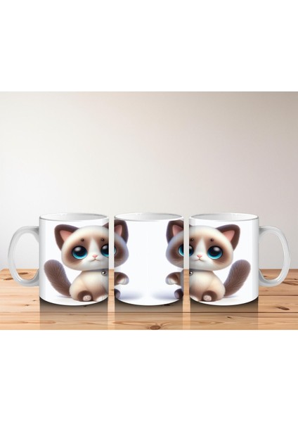 Çocuklara Sütü Sevdiren Sevimli Mavi Gözlü Kedi Kupa Bardak fırsatları