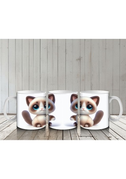 Çocuklara Sütü Sevdiren Sevimli Mavi Gözlü Kedi Kupa Bardak indirimleri