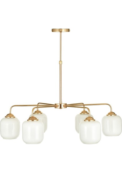 Siena 6 lı Beyaz Camlı Salon Oturma Odası Modern Sarkıt Avize - (Gold Kaplama) fırsatları