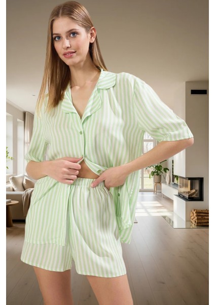 Yazlık Çizgili Shally Viskon Pijama Takımı Konforlu ve Şık Özenle Seçilmiş Trend Tasarım fiyatları