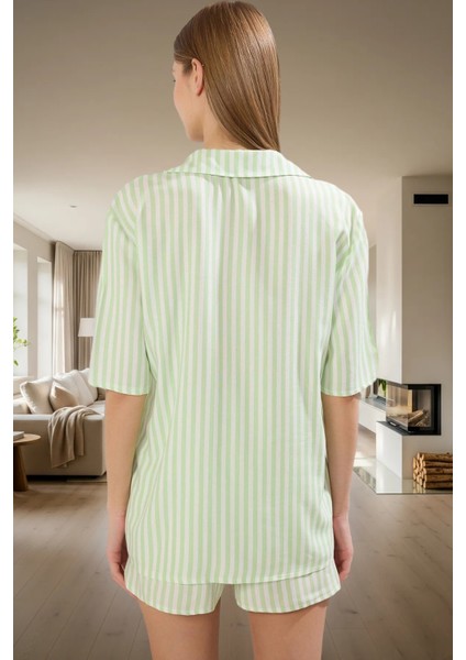 Yazlık Çizgili Shally Viskon Pijama Takımı Konforlu ve Şık Özenle Seçilmiş Trend Tasarım modelleri