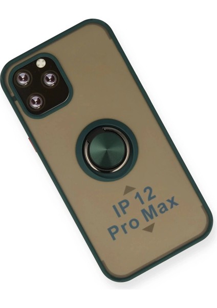 iPhone 12 Pro Max Kılıf Montreal Yüzüklü Silikon Kapak - Yeşil modelleri