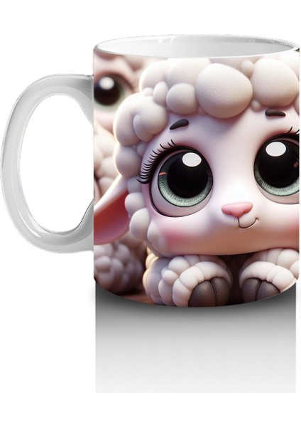 Çocuklara Sütü Sevdiren Pamuk Yünü Kuzu Kupa Bardak