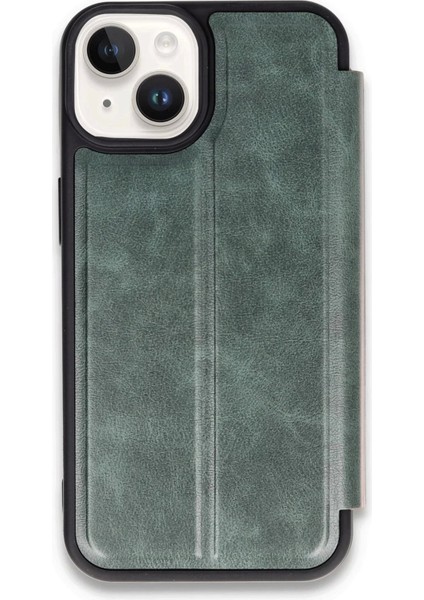 iPhone 14 Kılıf Flip Cover - Koyu Yeşil