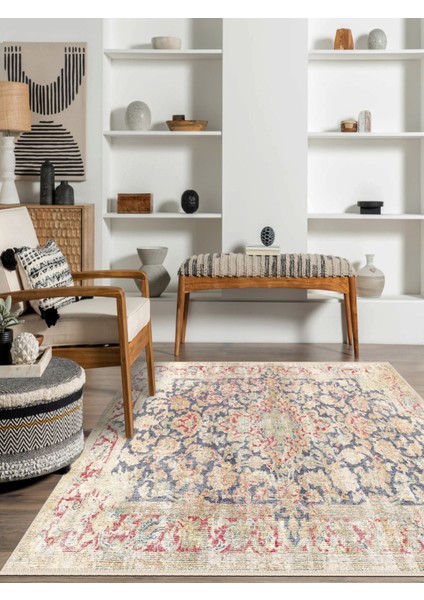 Renkli Göbekli Beyaz Düğüm Desenli Eskitme Model Dokuma Taban Kilim fiyatları