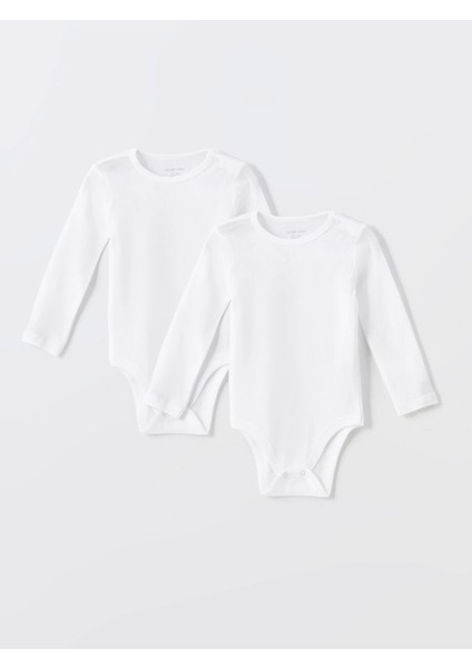 Lcw Baby Ekru Bisiklet Yaka Uzun Kollu Kız Bebek Çıtçıtlı Bodysuit 2'li