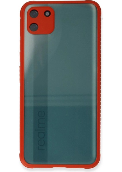 Realme C11 Kılıf Miami Şeffaf Silikon - Kırmızı fiyatları