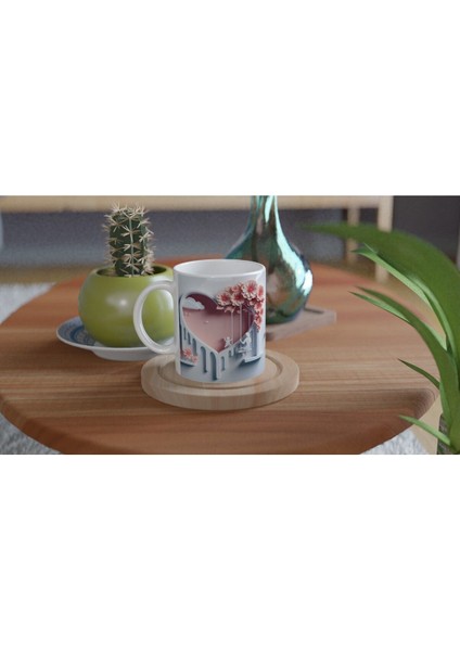 Pembe Kalp Fonlu Salıncakta Anne ve Çocuk Kupa Bardak fırsatları