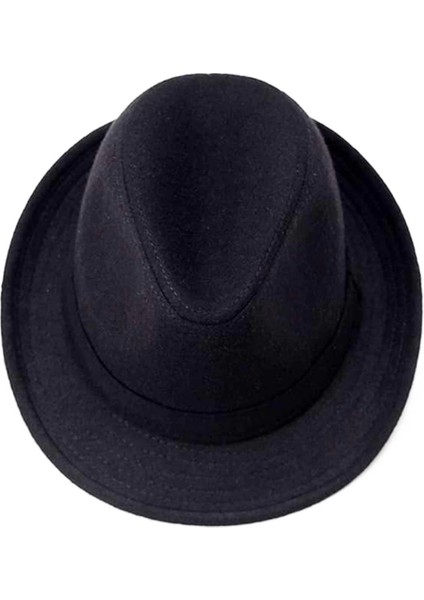 Bfs Çocuk Boy Siyah Kumaş Fötr Şapka Gösteri Şapkası Michael Jackson Şapkası 54 No