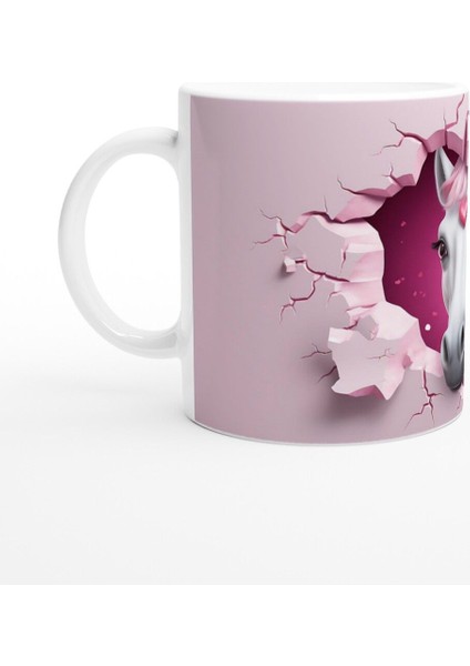 Kalpli Pembe Yeleli At Temalı Baskılı Kupa Bardak fiyatları