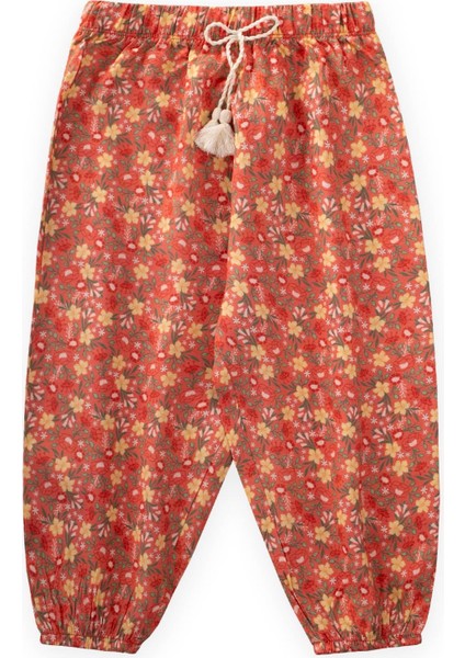 Desenli Bilek Boy Şalvar 3-9 Yaş Yavruağzı