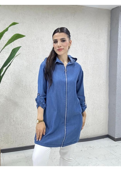 Sırt Taş Detaylı Denim Kap