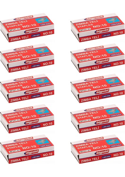 Zımba Teli, 1000 Adet, 10 Adet Kutu, No: 10 Zımba ile Uyumlu fiyatları