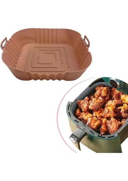 Renkli Isıya Dayanıklı Yıkanılabilir Silikon Fırın Airfryer Kare Model Pişirme Matı 20 cm fiyatları