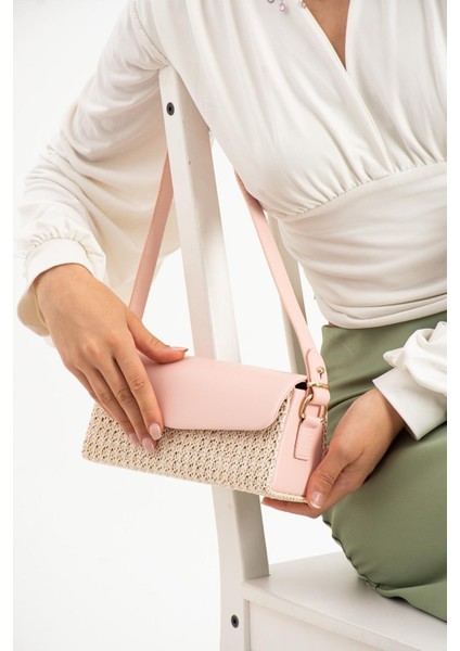 Volly Hasır Kadın El ve Omuz Çantası Pembe fiyatları
