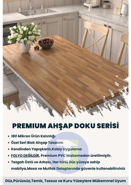 Kendinden Yapışkanlı Dokulu Ahşap Görünümlü Premium Mutfak Duvar Dolap Kaplama 60CMX100CM indirimleri