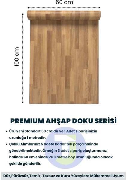 Kendinden Yapışkanlı Dokulu Ahşap Görünümlü Premium Mutfak Duvar Dolap Kaplama 60CMX100CM
