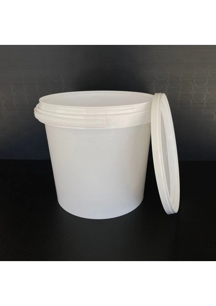 4 Adet 10 Lt Plastik Beyaz Kova - 10 Lt Saplı Gıdaya Uygun Sızdırmaz Kilitli Kapaklı