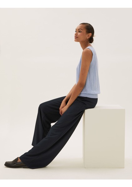 Wide Leg Örme Pantolon