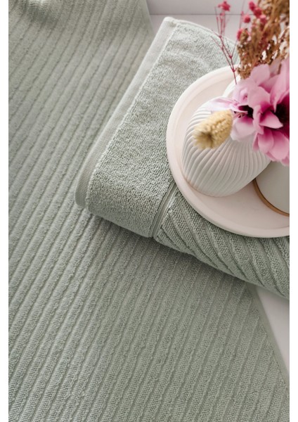 Yumuşak %100 Pamuk El Havlusu 50X90 cm - 2'li Geometrik Havlu Seti - Yeşil fiyatları