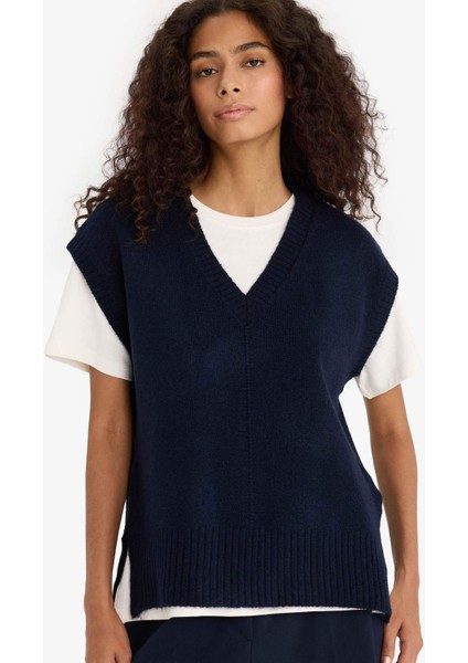 Regular Fit V Yaka Triko Süveter F2901AX25AU