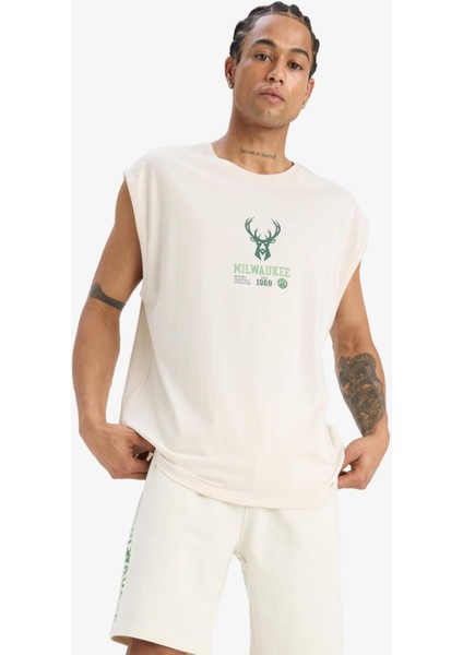 Fit NBA Milwaukee Bucks Oversize Geniş Kalıp Bisiklet Yaka Atlet